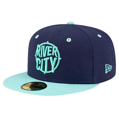 Casquette ajustée 59FIFTY New Era pour hommes, thème Night River City des écureuils volants de Richmond, bleu marine