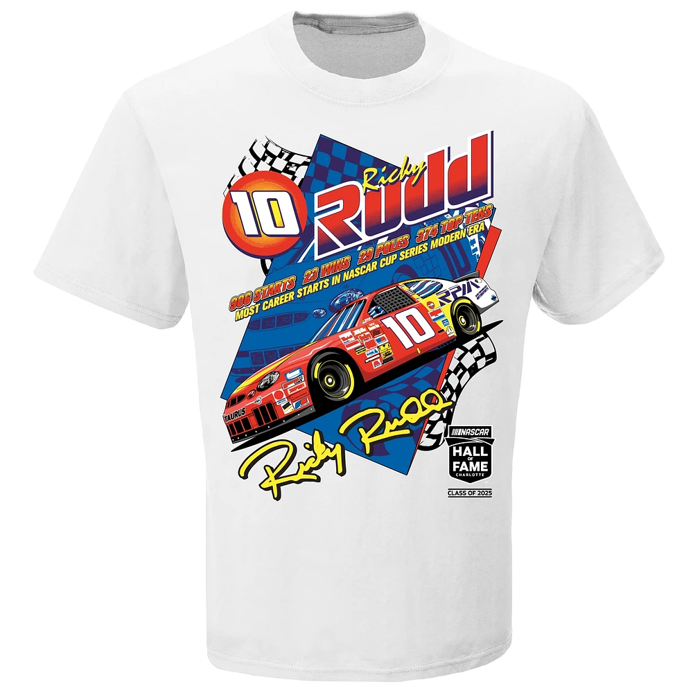 Men's Checkered Flag Sports White Ricky Rudd NASCAR 2025 Hall of Fame Inductee T-Shirt