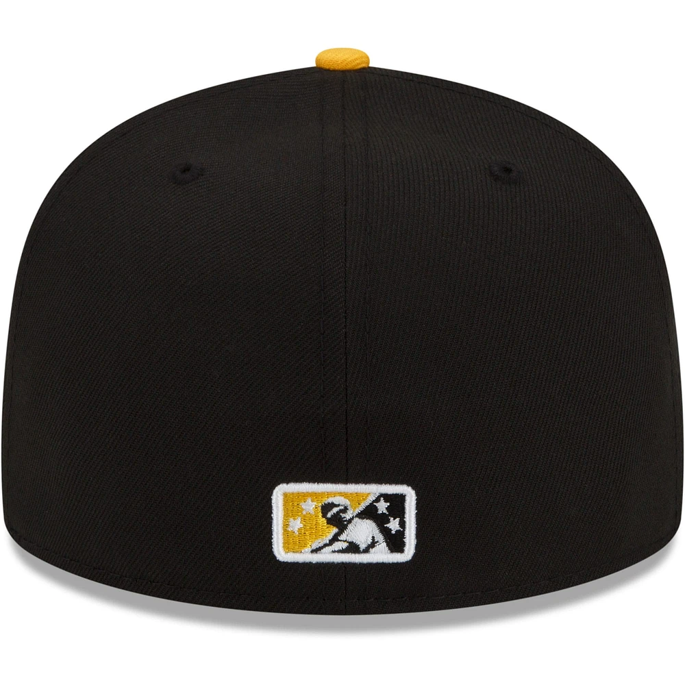 Men's New Era Black/Gold Rochester Red Wings Theme Night 59FIFTY Fitted Hat