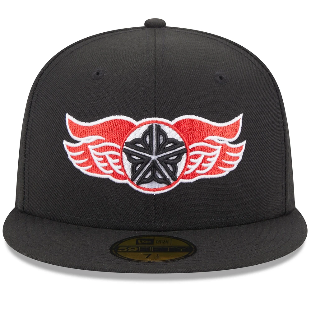Men's New Era Black Rochester Red Wings Authentic Collection Alternate Logo 59FIFTY Fitted Hat