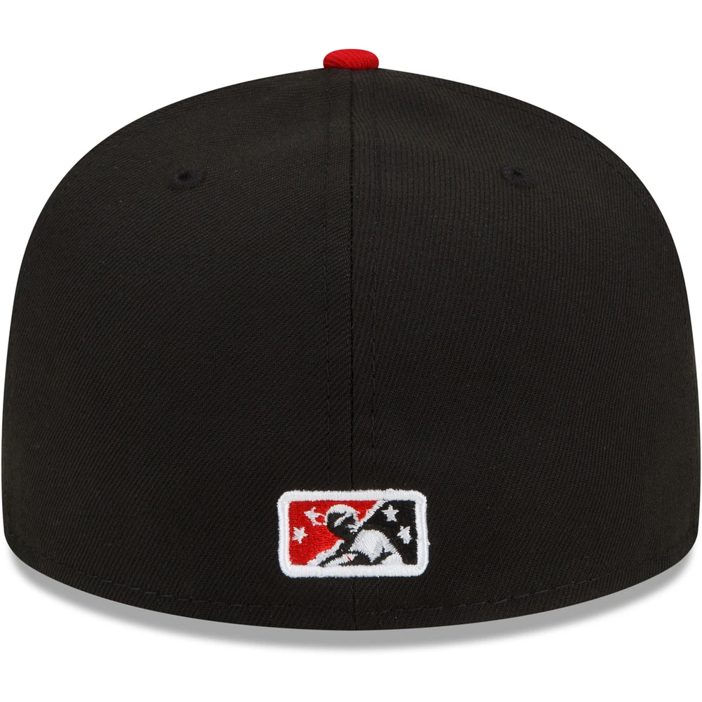 Men's New Era Black Rochester Red Wings Home Authentic Collection 59FIFTY Fitted Hat