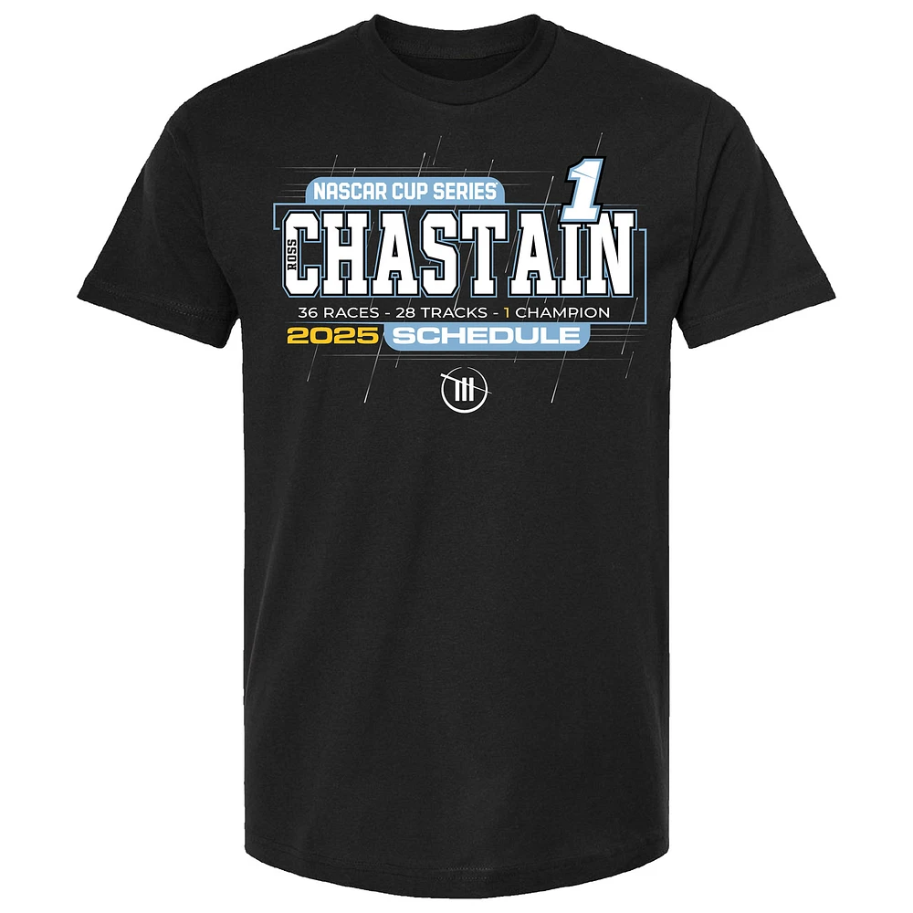 Men's Checkered Flag Sports Black Ross Chastain 2025 NASCAR Cup Series Schedule T-Shirt