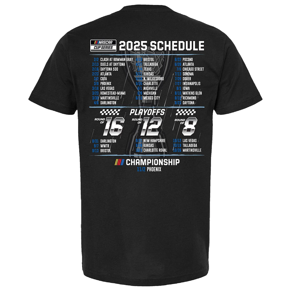 Men's Checkered Flag Sports Black Ross Chastain 2025 NASCAR Cup Series Schedule T-Shirt