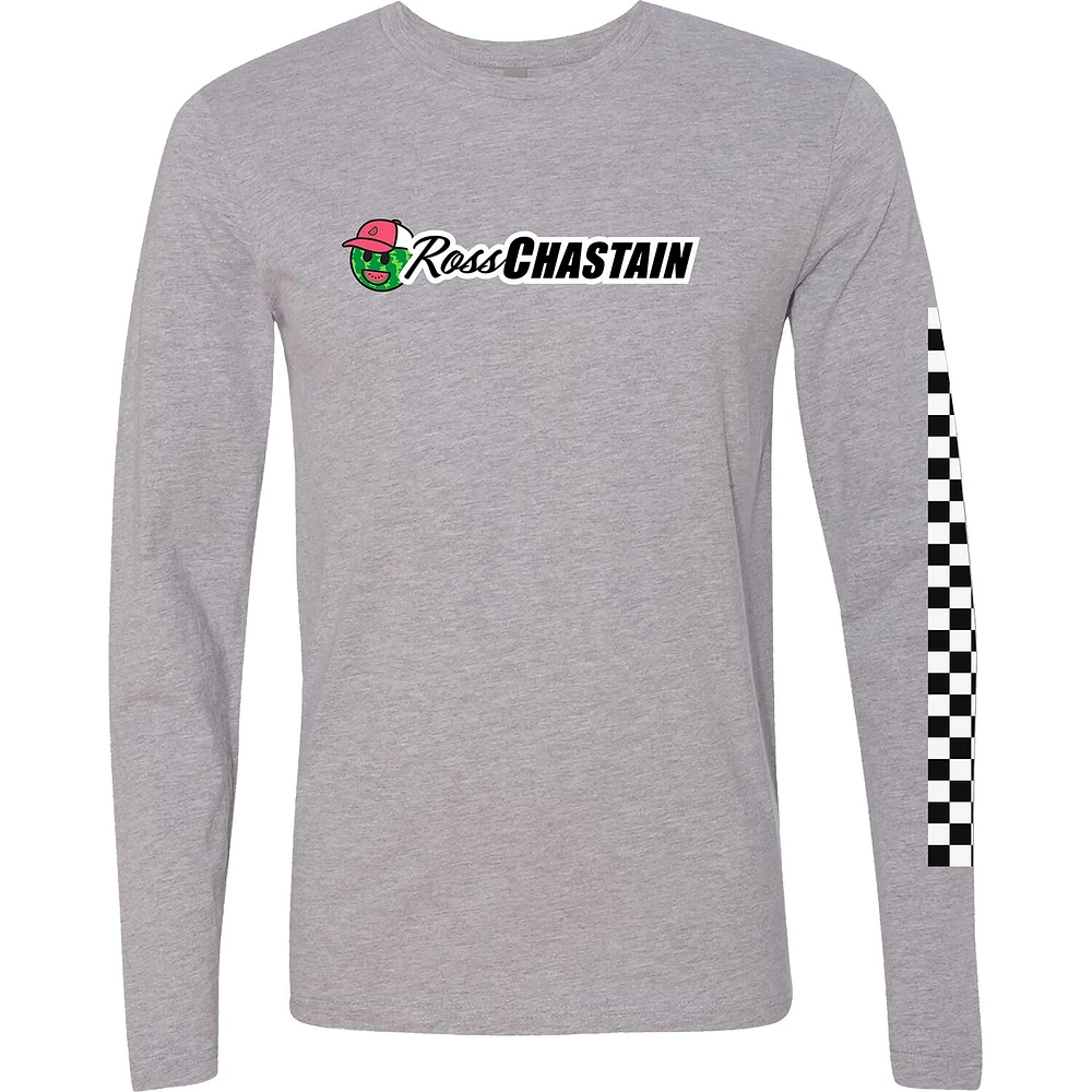Men's Checkered Flag Sports Gray Ross Chastain Melon Man Long Sleeve T-Shirt
