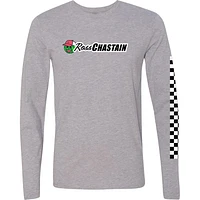 Men's Checkered Flag Sports Gray Ross Chastain Melon Man Long Sleeve T-Shirt