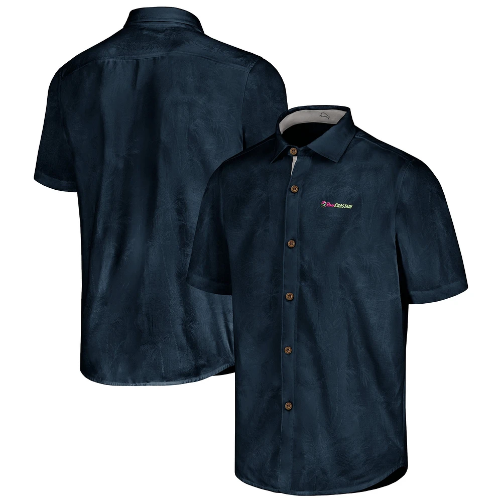 Men's Tommy Bahama Navy Ross Chastain Sport Coconut Point Palm Vista IslandZone Button-Up Camp Shirt