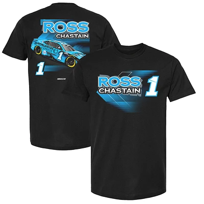 T-shirt de voiture Ross Chastain noir la collection Trackhouse Racing Team pour hommes