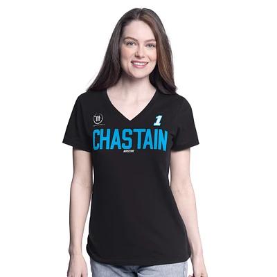 T-shirt col V G-III 4Her pour femme de Carl Banks, motif Ross Chastain Batter Up, noir
