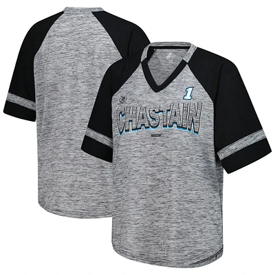 T-shirt à col en V surdimensionné G-III 4Her de Carl Banks Heather Gray Ross Chastain Hall of Fame pour femme