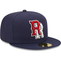 Men's New Era Navy Round Rock Express Authentic Collection Road 59FIFTY Fitted Hat