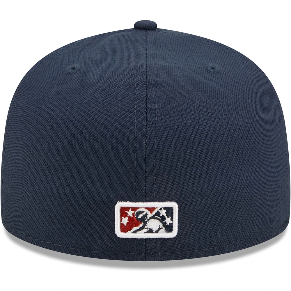 Men's New Era Navy Round Rock Express Authentic Collection Road 59FIFTY Fitted Hat