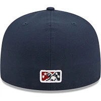 Men's New Era Navy Round Rock Express Authentic Collection Road 59FIFTY Fitted Hat