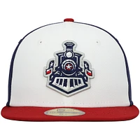 Men's New Era White/Navy Round Rock Express Authentic Collection Team Alternate 59FIFTY Fitted Hat