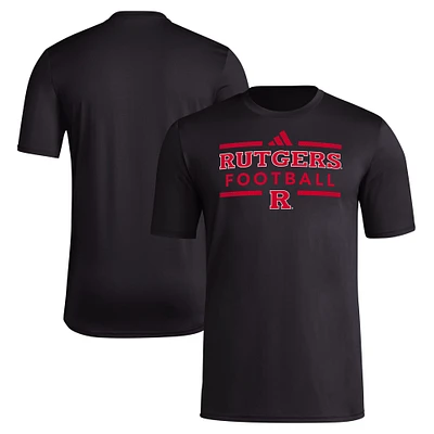 T-shirt d'avant-match de football adidas noir Rutgers Scarlet Knights Locker AEROREADY pour hommes