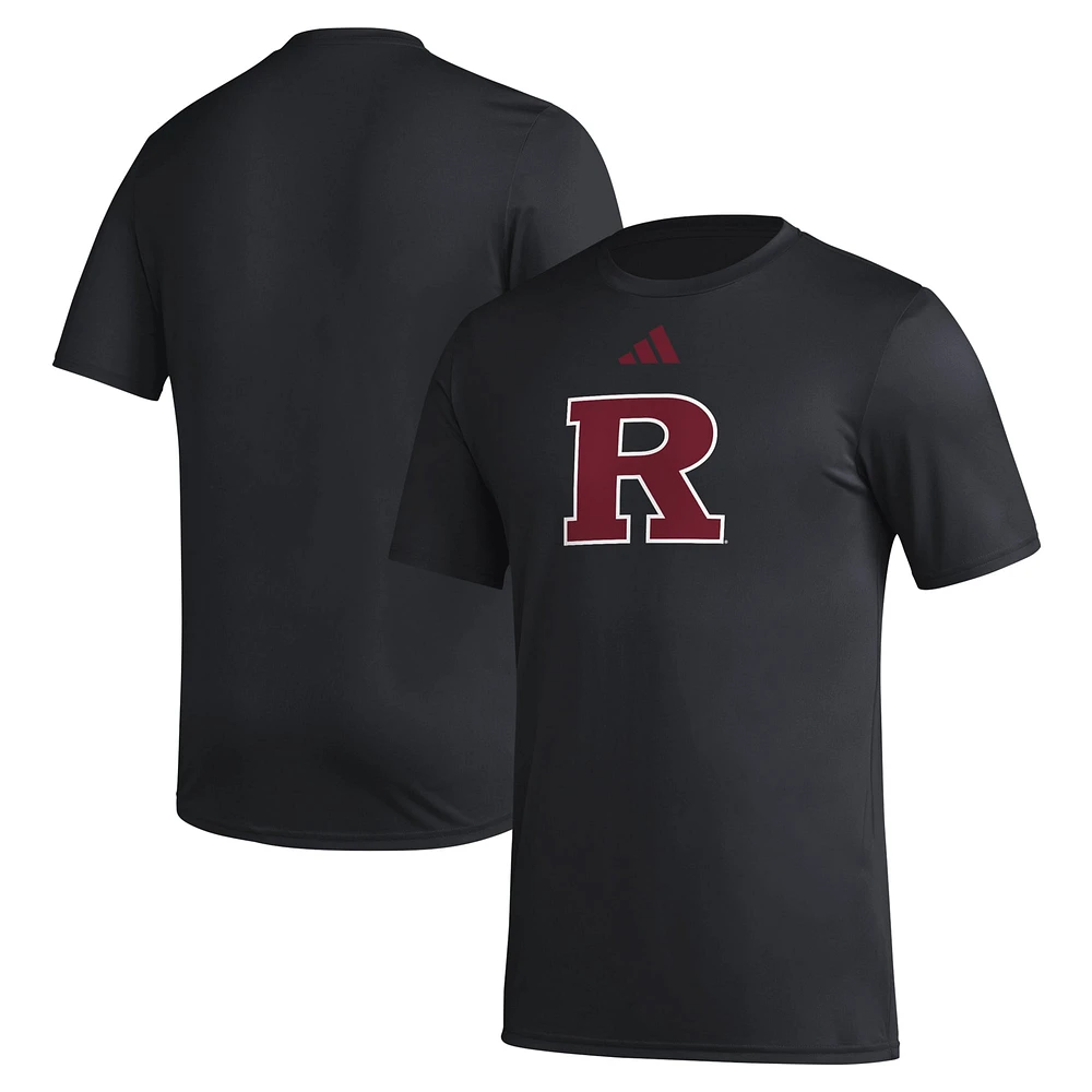 Men's adidas Black Rutgers Scarlet Knights Primary Locker Logo Pre-Game AEROREADY T-Shirt