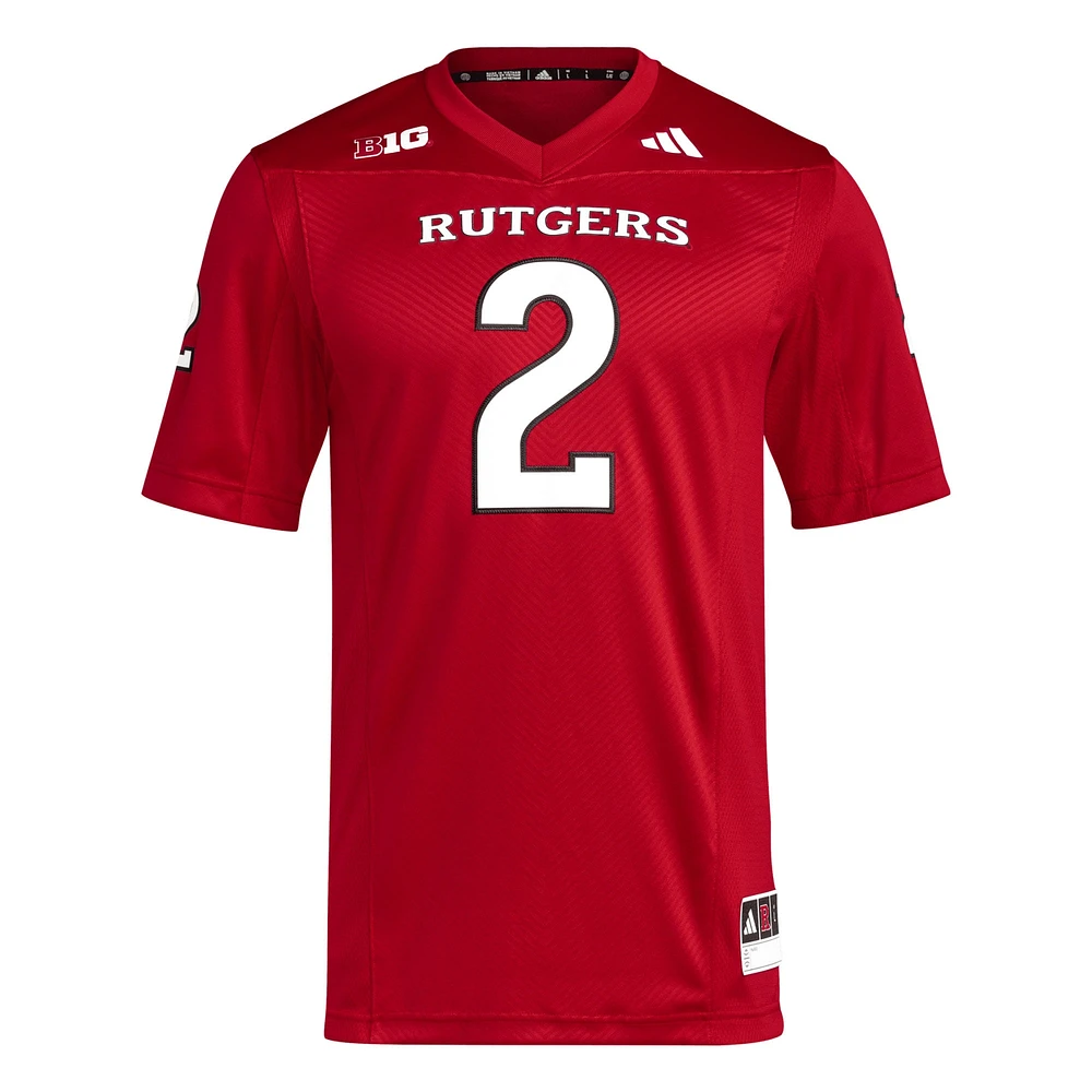 adidas #2 Scarlet Rutgers Knights Premier Maillot de football pour homme