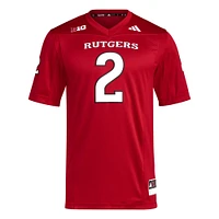 adidas #2 Scarlet Rutgers Knights Premier Maillot de football pour homme