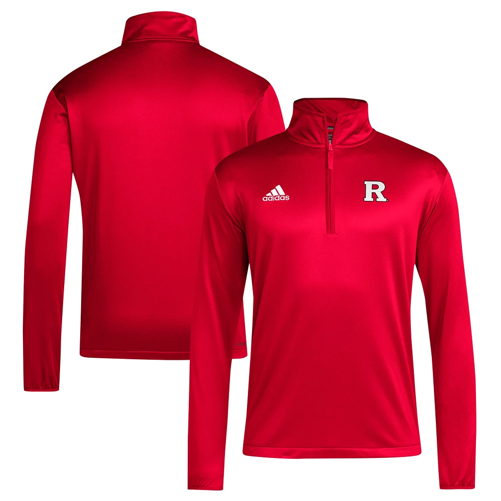 Men's adidas Scarlet Rutgers Knights 2024 Coaches Sideline Quarter-Zip Top