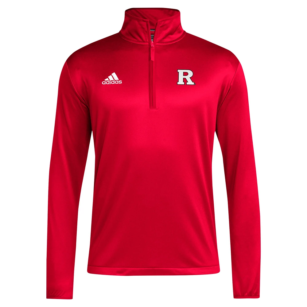 Men's adidas Scarlet Rutgers Knights 2024 Coaches Sideline Quarter-Zip Top
