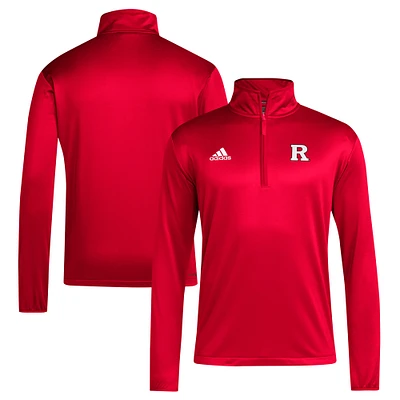 Men's adidas Scarlet Rutgers Knights 2024 Coaches Sideline Quarter-Zip Top