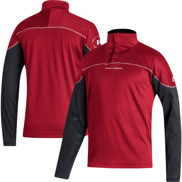 Veste adidas Scarlet Rutgers Knights AEROREADY Knit Quarter-Snap pour homme