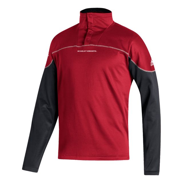 Veste adidas Scarlet Rutgers Knights AEROREADY Knit Quarter-Snap pour homme