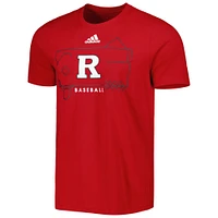 T-shirt adidas Scarlet Rutgers Knights Locker Lines Baseball Fresh pour hommes