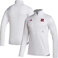 Men's adidas White Rutgers Scarlet Knights 2023 Sideline AEROREADY Half-Zip Top