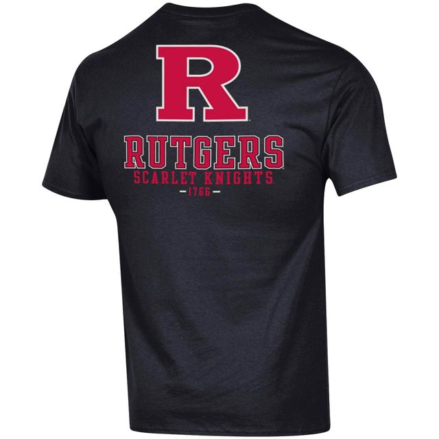 T-shirt Champion Rutgers Scarlet Knights Stack 2-Hit pour homme, noir