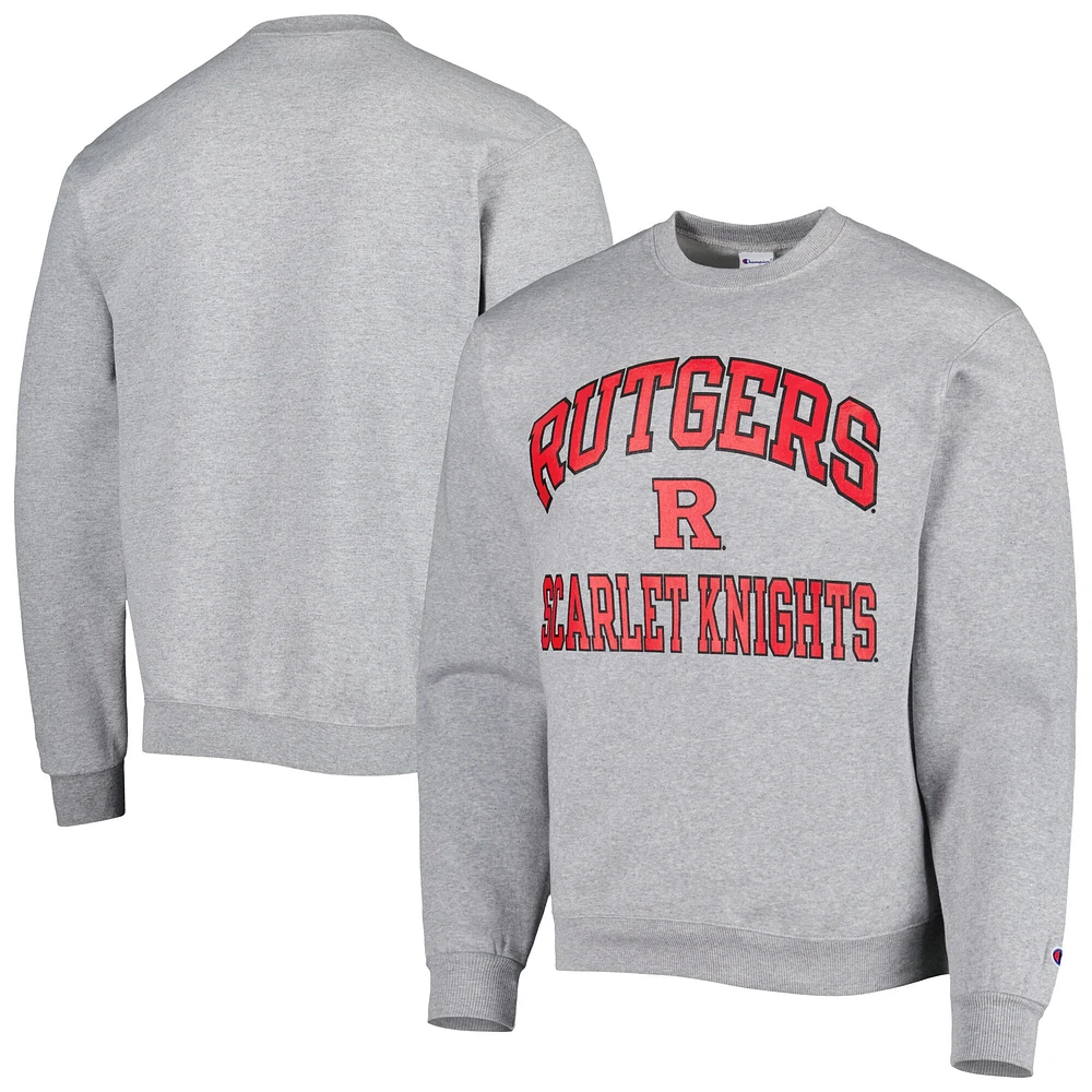 Sweat-shirt Champion Heather Grey Rutgers Scarlet Knights High Motor pour homme