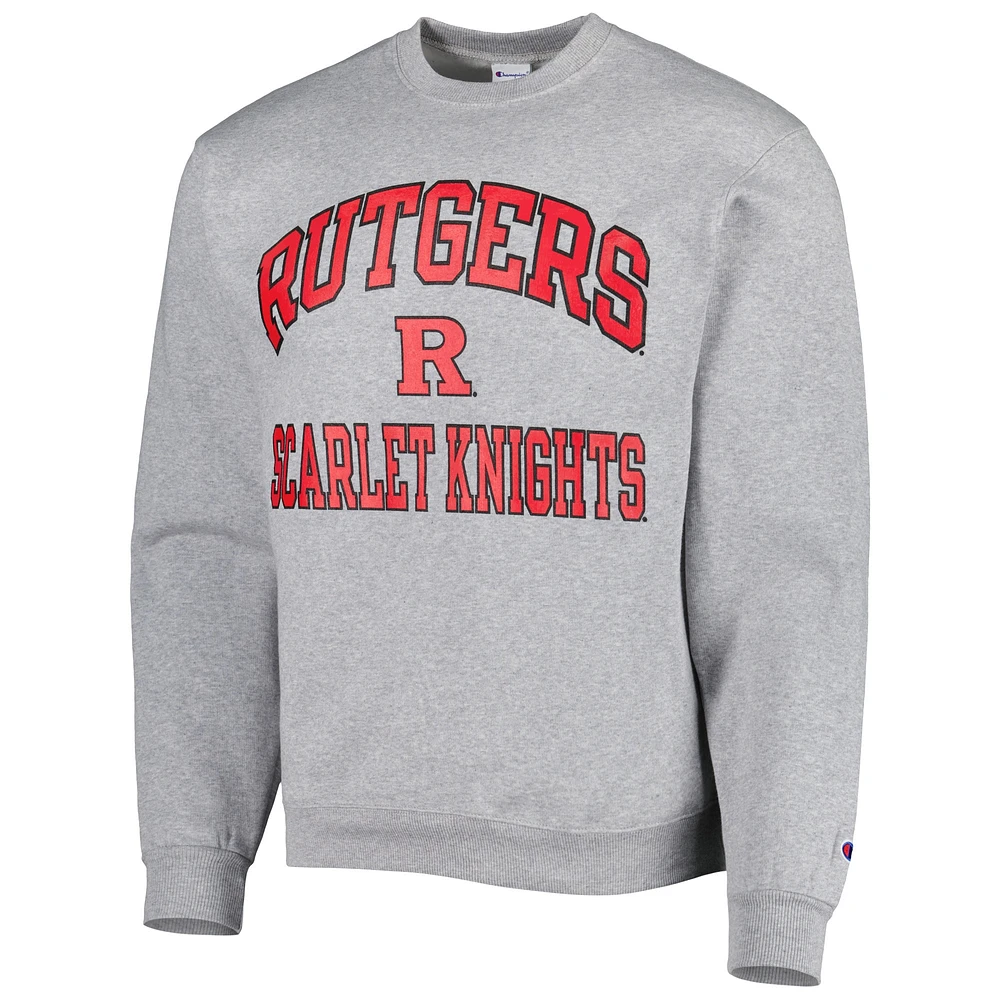 Sweat-shirt Champion Heather Grey Rutgers Scarlet Knights High Motor pour homme
