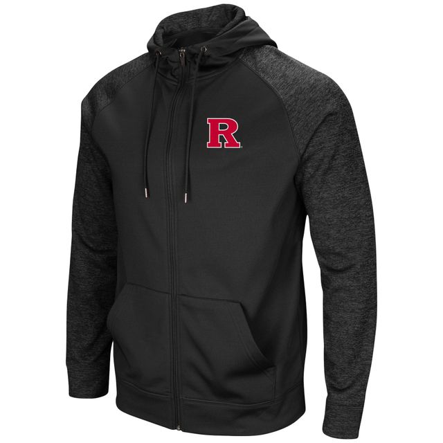 Colosseum Black Rutgers Scarlet Knights Blackout 3.0 Tonal Raglan Full-Zip Sweat à capuche pour homme