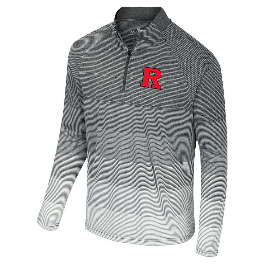 Men's Colosseum  Gray Rutgers Scarlet Knights AI Striped Mesh Quarter-Zip Raglan Windshirt