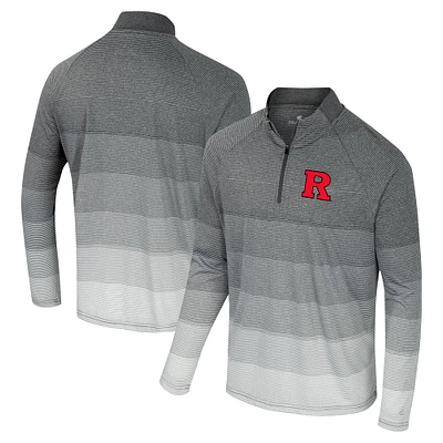 Coupe-vent à glissière quart de zip en maille rayée raglan gris Colosseum Rutgers Scarlet Knights AI pour hommes