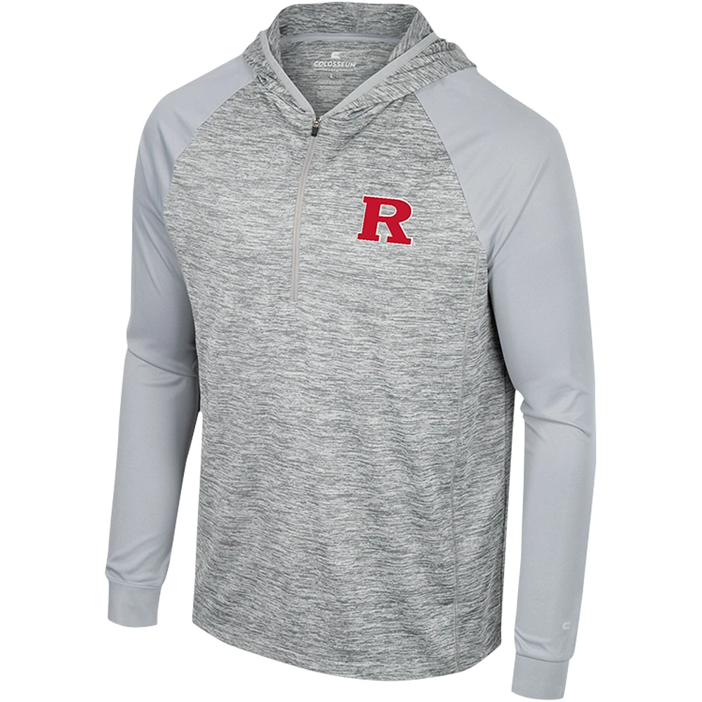Haut à capuche Cybernetic Raglan quart de zip Rutgers Scarlet Knights pour hommes, gris Colosseum