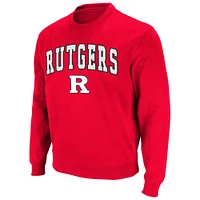 Men's Colosseum Scarlet Rutgers Knights Arch & Logo Crew Neck Sweatshirt