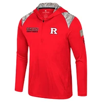 Men's Colosseum Scarlet Rutgers Knights OHT Military Appreciation Quarter-Zip Hoodie Jacket