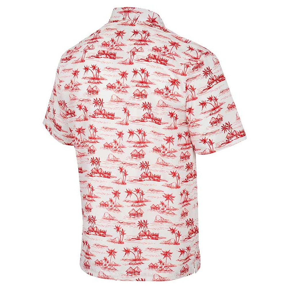 Men's Colosseum White Rutgers Scarlet Knights Spontaneous is Romantic Camp Button-Up Shirt