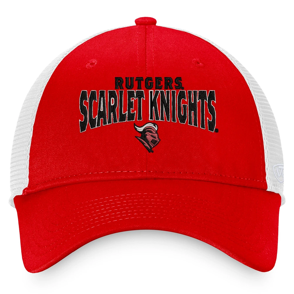 Men's Top of the World Scarlet/White Rutgers Scarlet Knights Breakout Trucker Snapback Hat