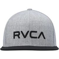 Men's RVCA Heathered Gray/Black Twill II Snapback Hat