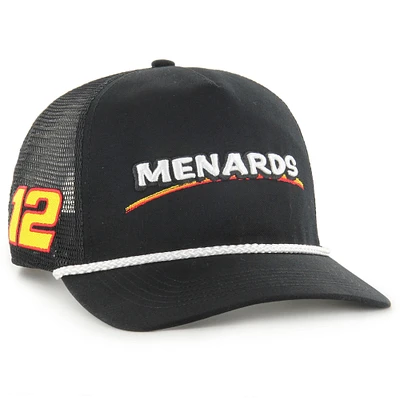 Chapeau réglable en velours côtelé triple coup Ryan Blaney Menards '47 noir pour hommes