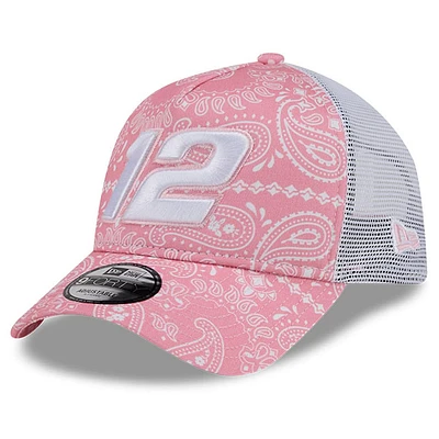 Casquette réglable rose Ryan Blaney 9FORTY A-Frame Trucker Paisley New Era pour hommes