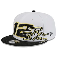Casquette à visière plate New Era blanche/noire Ryan Blaney 9FIFTY pour homme