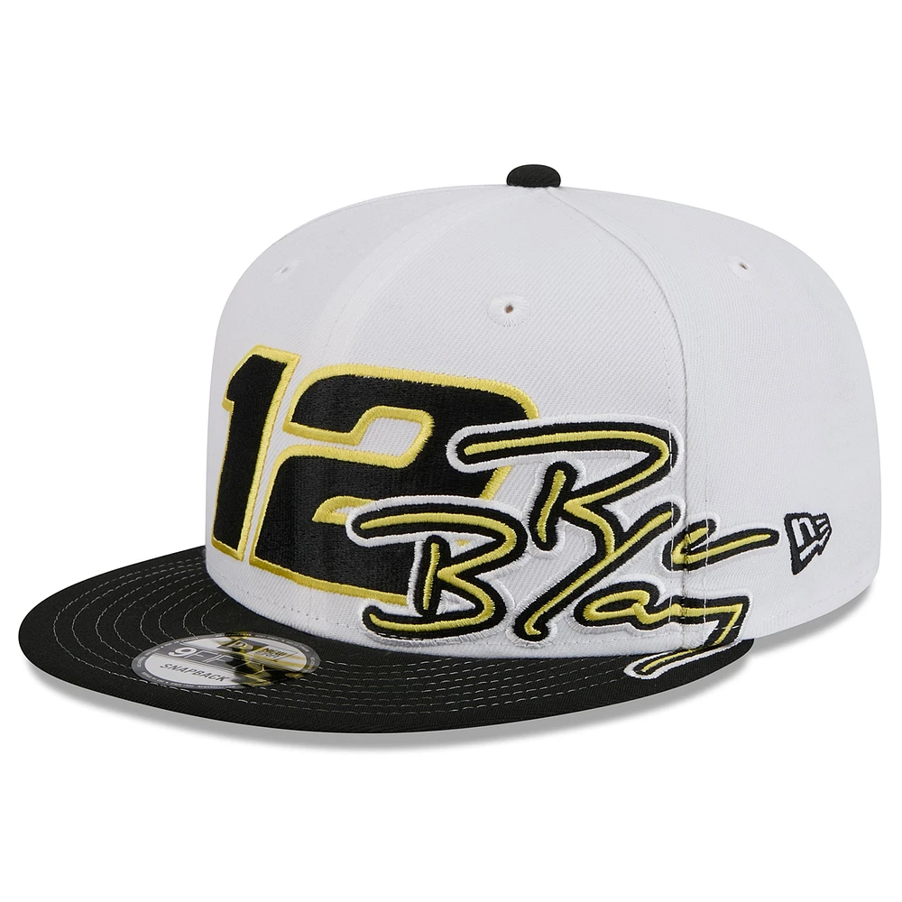 Casquette à visière plate New Era blanche/noire Ryan Blaney 9FIFTY pour homme