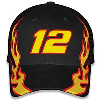 Unisex Checkered Flag Sports Black Ryan Blaney Menards Flame Trucker Adjustable Hat