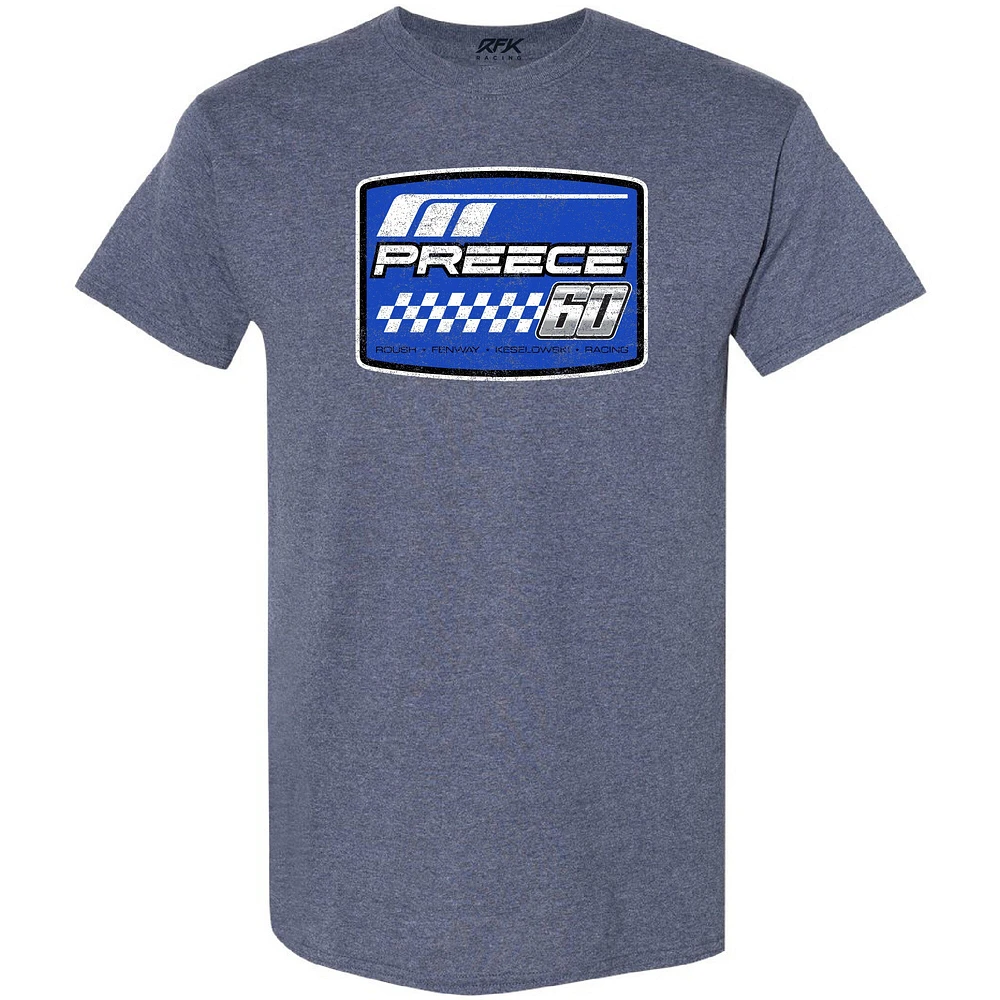 T-shirt à damier pour homme avec nom et numéro Ryan Preece bleu marine chiné