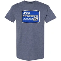 T-shirt à damier pour homme avec nom et numéro Ryan Preece bleu marine chiné