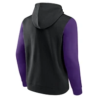 Men's Black Sacramento Kings Outline Colorblock Pullover Hoodie