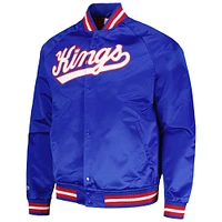 Men's Mitchell & Ness Blue Sacramento Kings Hardwood Classics  Throwback Wordmark Raglan Full-Snap Jacket
