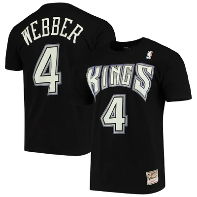 T-shirt noir avec nom et numéro de l'équipe Mitchell & Ness Chris Webber des Sacramento Kings Hardwood Classics pour hommes